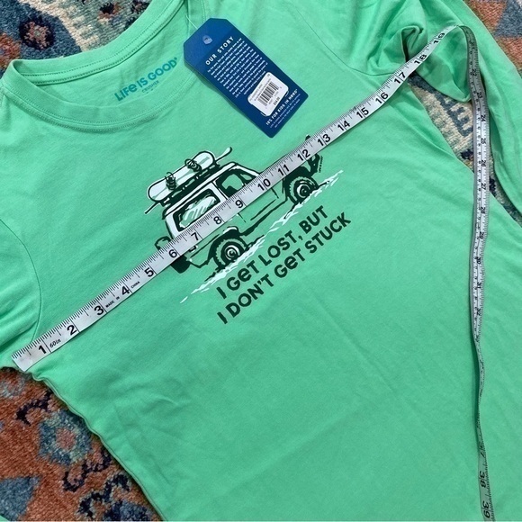 Life is Good NWT XS Long Sleeve Womens Crusher Tee Green Snow Winter Jeep Bronco - Picture 9 of 10
